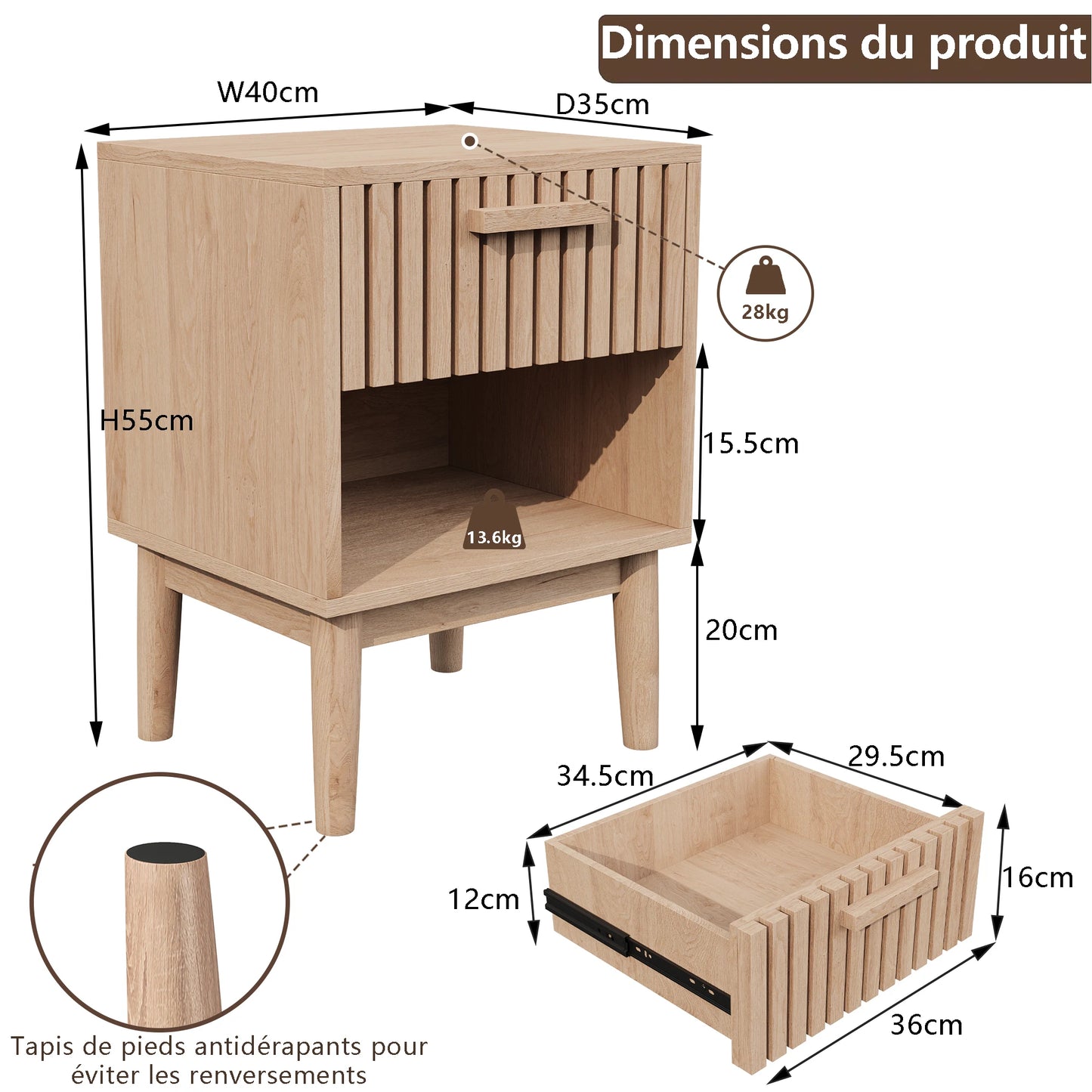 Rosahqnda Sängbord – 2-pack | Modern Marockansk Stil med Förvaring