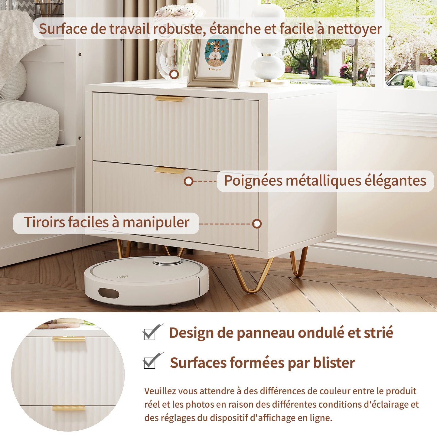 Rosahqnda Sängbord – 2-pack | Modern Marockansk Stil med Förvaring