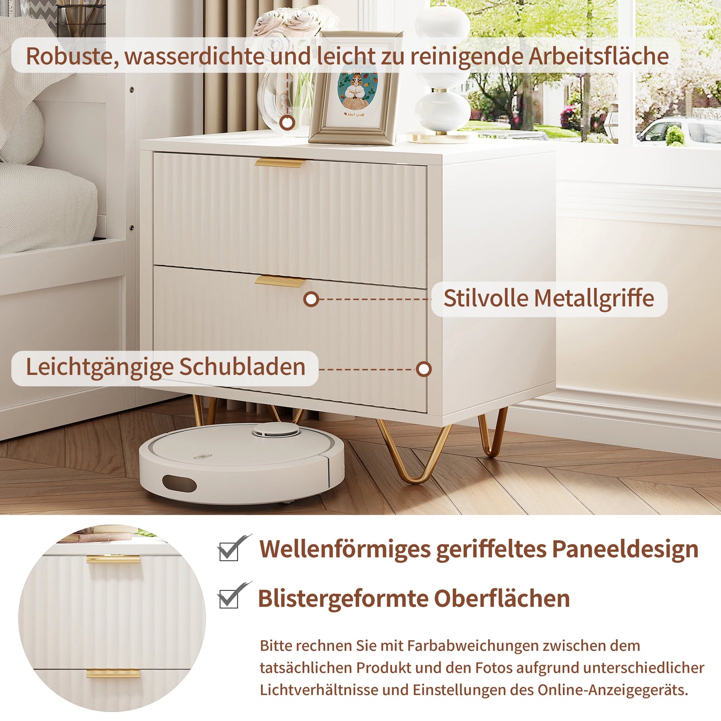 Rosahqnda Sängbord – 2-pack | Modern Marockansk Stil med Förvaring