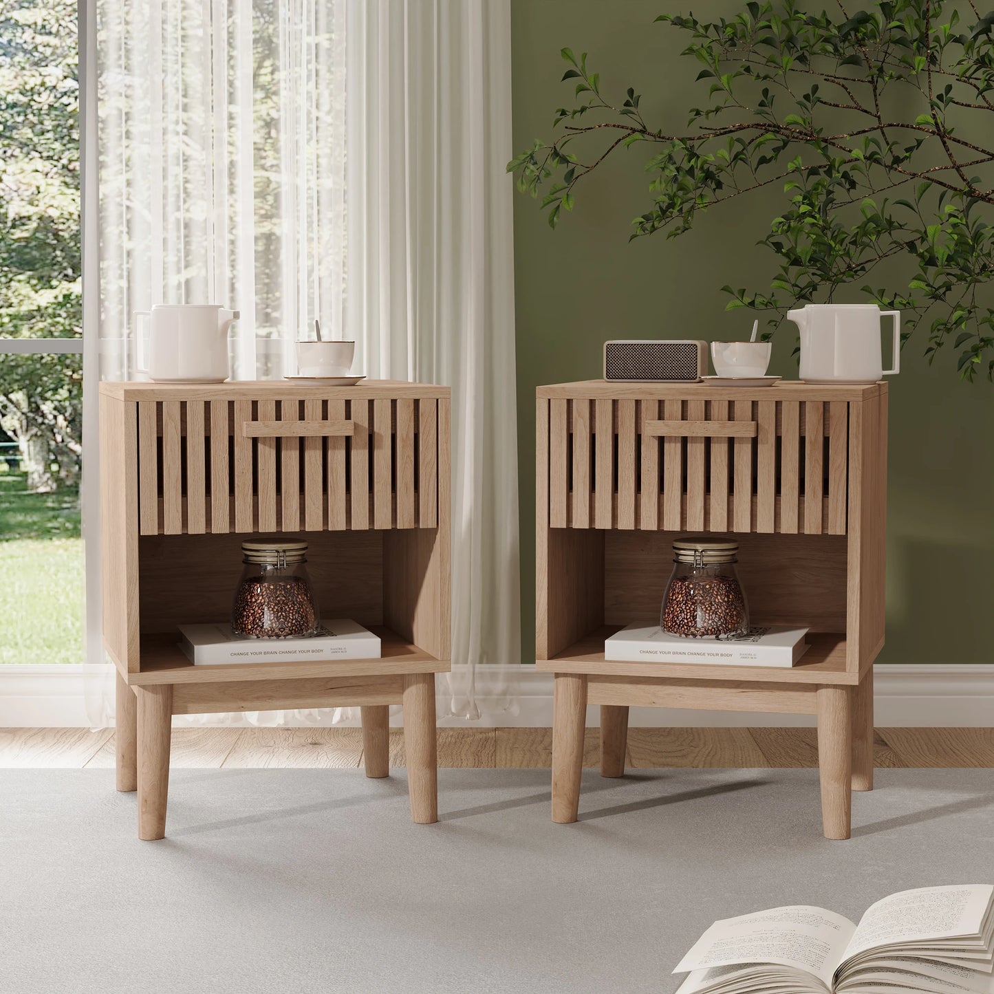 Rosahqnda Sängbord – 2-pack | Modern Marockansk Stil med Förvaring
