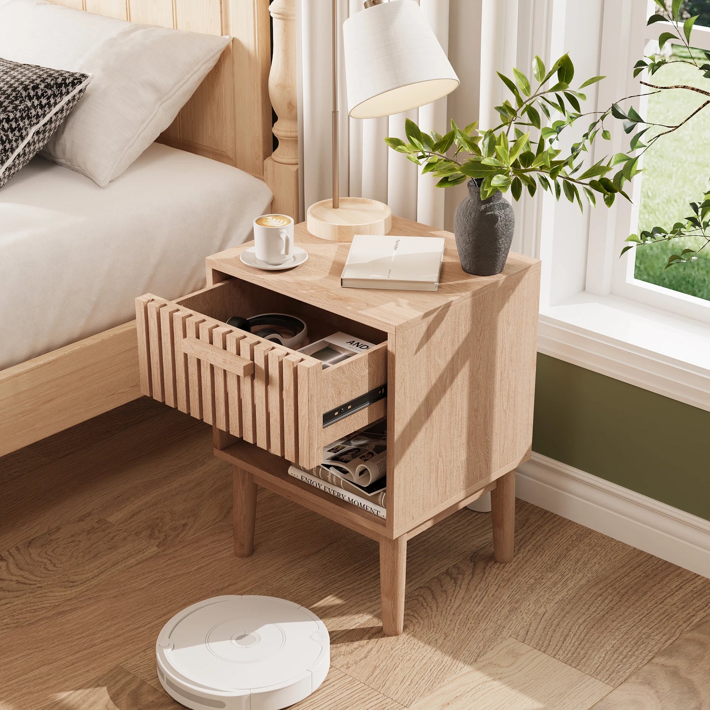 Rosahqnda Sängbord – 2-pack | Modern Marockansk Stil med Förvaring