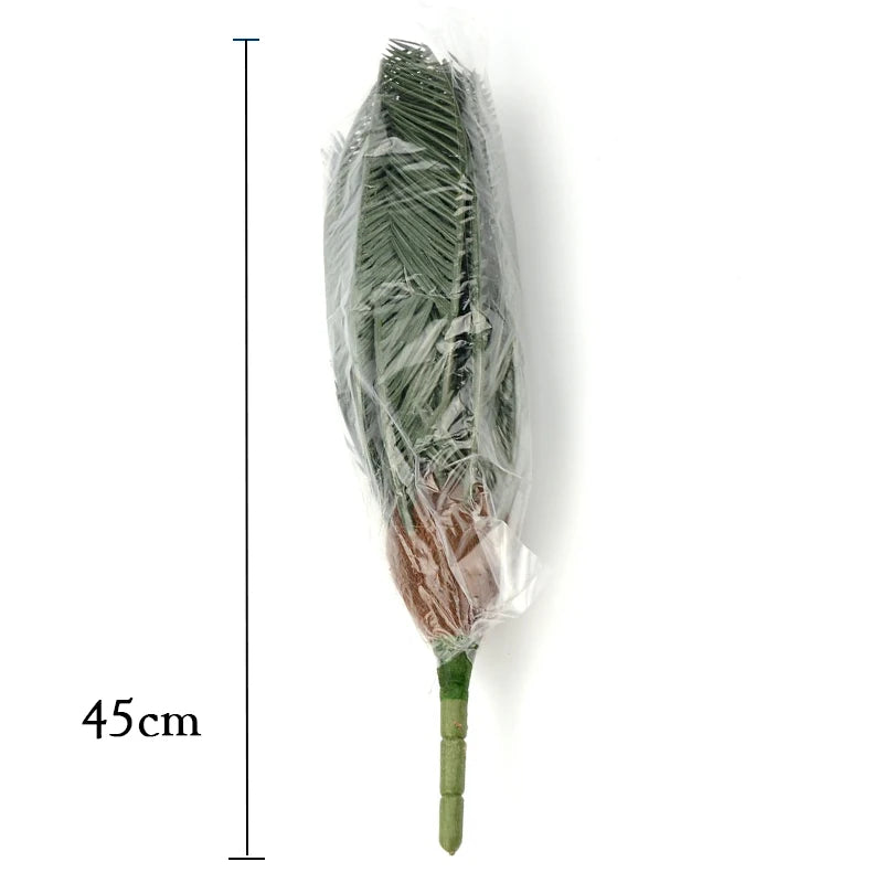 45 cm stor konstgjord palmgren tropisk fejkad cykadaplant plast kokosblad för hem trädgård fest bröllopsdekoration