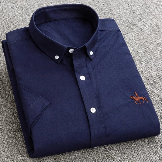 Herrskjorta i 100% Bomull – Oxfordväv – Kortärmad – Slim Fit – Vår & Sommar