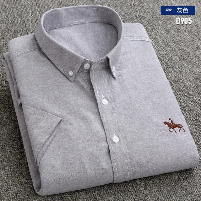 Herrskjorta i 100% Bomull – Oxfordväv – Kortärmad – Slim Fit – Vår & Sommar