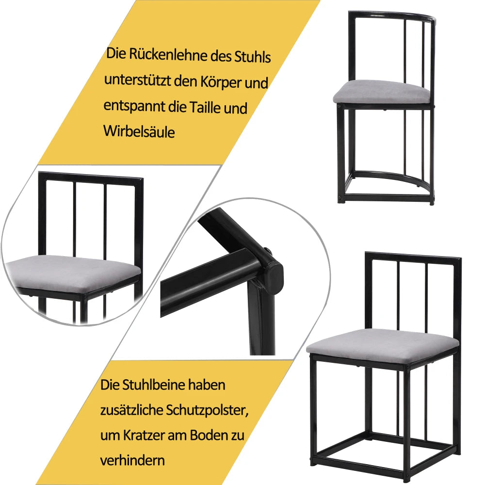 Lyxig Matgrupp med 6 Stolar – Vit Bordsskiva & Guldfärgad Ram