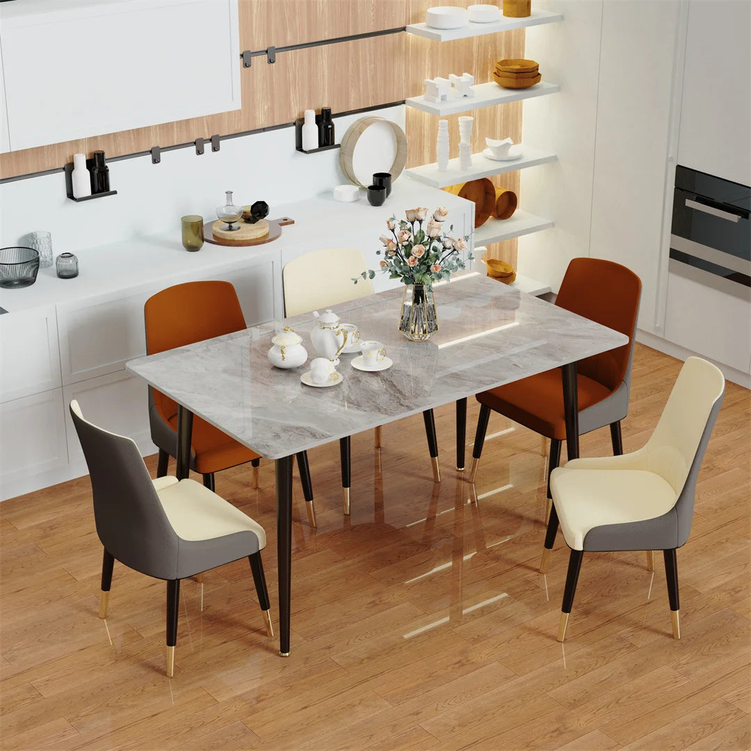 LUVODI Matbord 120 cm – Lyxigt Marmormönster med Metallben för 4–6 Personer