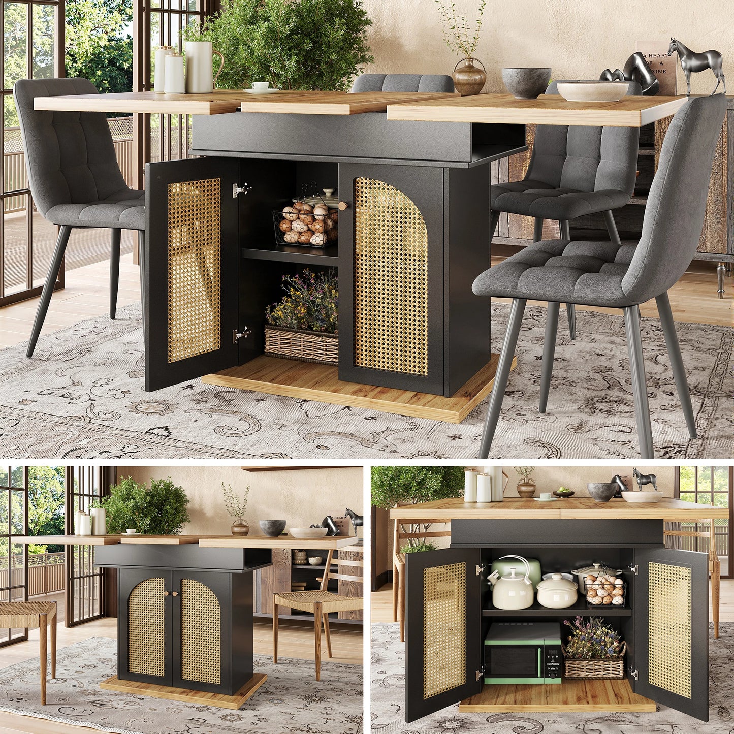 Utdragbart Matbord med Förvaring – Modern Design för Kök & Vardagsrum (110–140 × 80 cm)