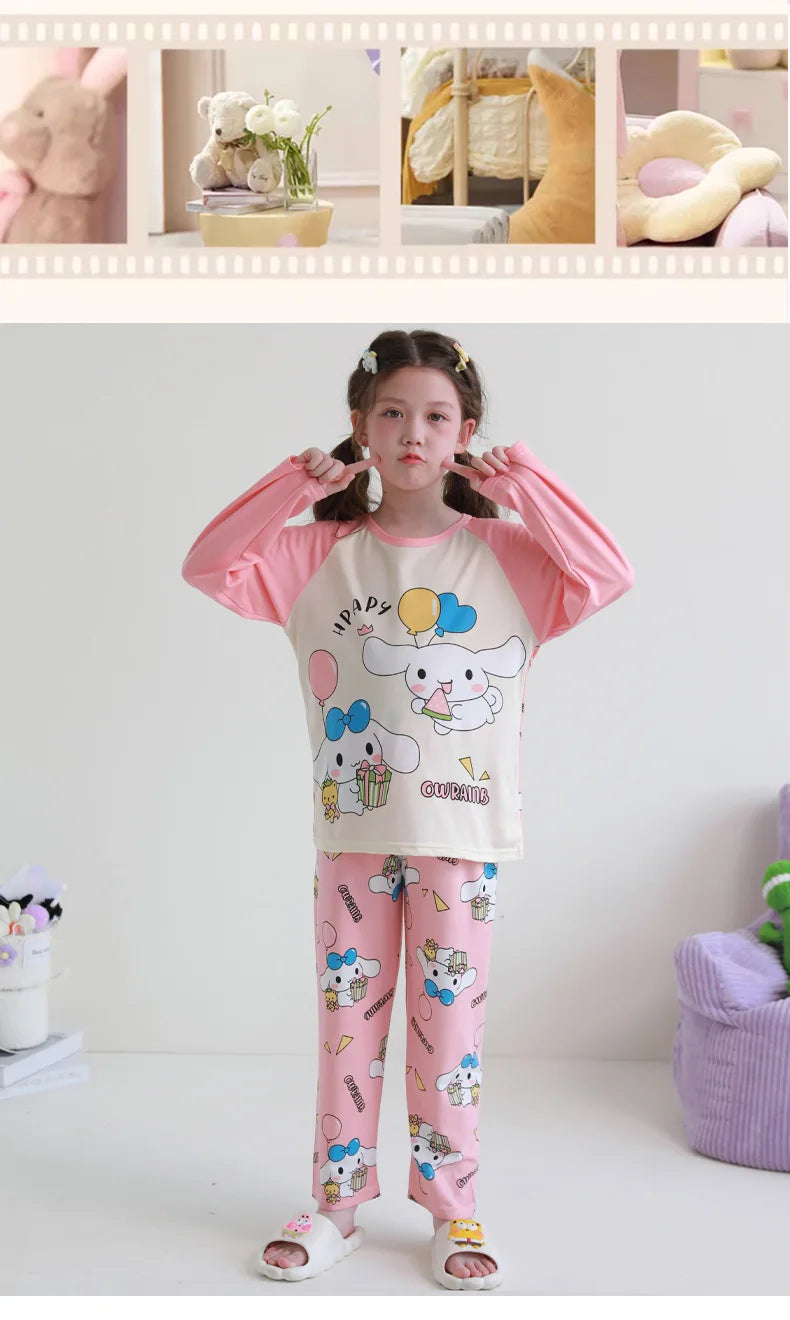 🧸 Sanrio Pyjamas för Barn – Kuromi, My Melody, Cinnamoroll – Långärmad – 100% Bomull – Kawaii Design