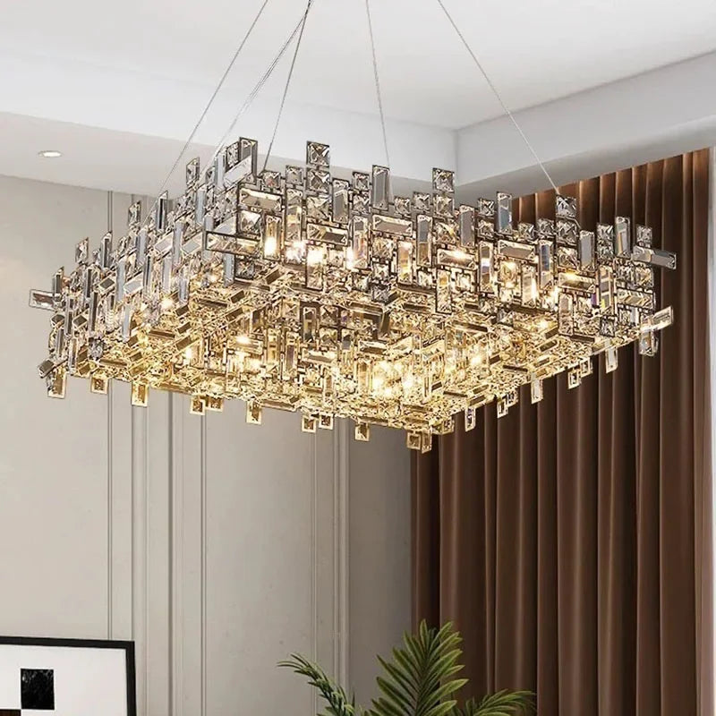 Italian Luxury Crystal Chandelier – Elegant LED Pendant Light for Living Room, Dining Room, Bedroom & Kitchen