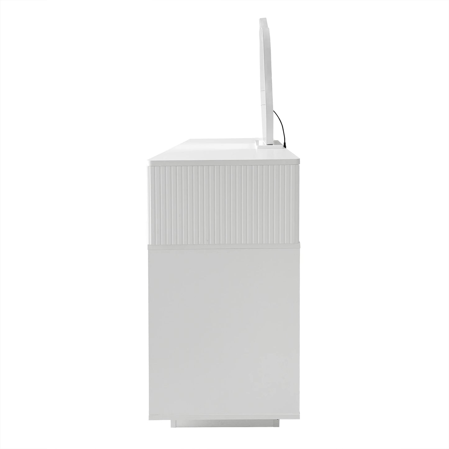 Sminkbord med LED-spegel – Modern Vit Design med Utdragbar Funktion
