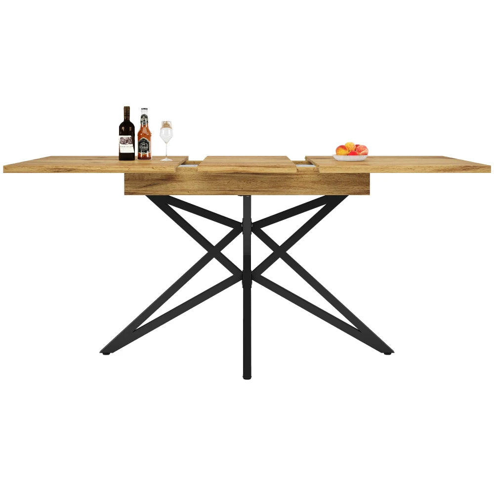 Utdragbart matbord 120–160 × 80 cm – valnötslook med svarta metallben