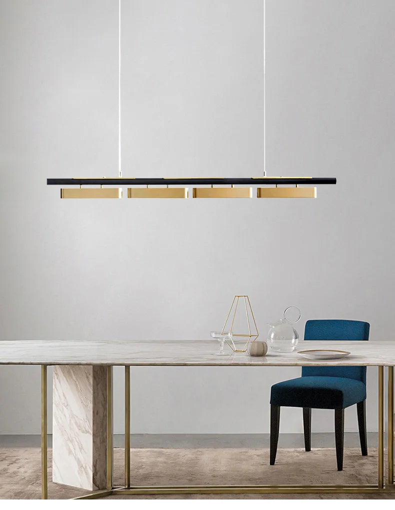 Modern minimalistisk LED-pendellampa – lång kromad taklampa för bord, kök och vardagsrum