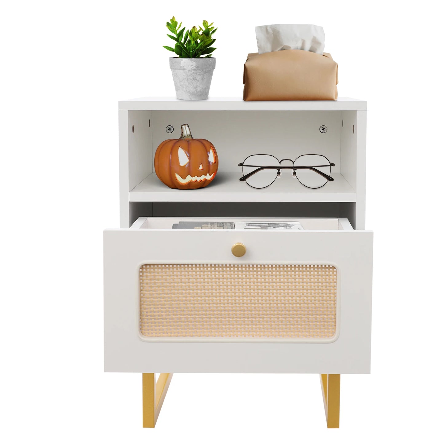 Kompakt Sängbord med Låda – 3 Nivåer & Rullhjul (39 × 29 × 56 cm)