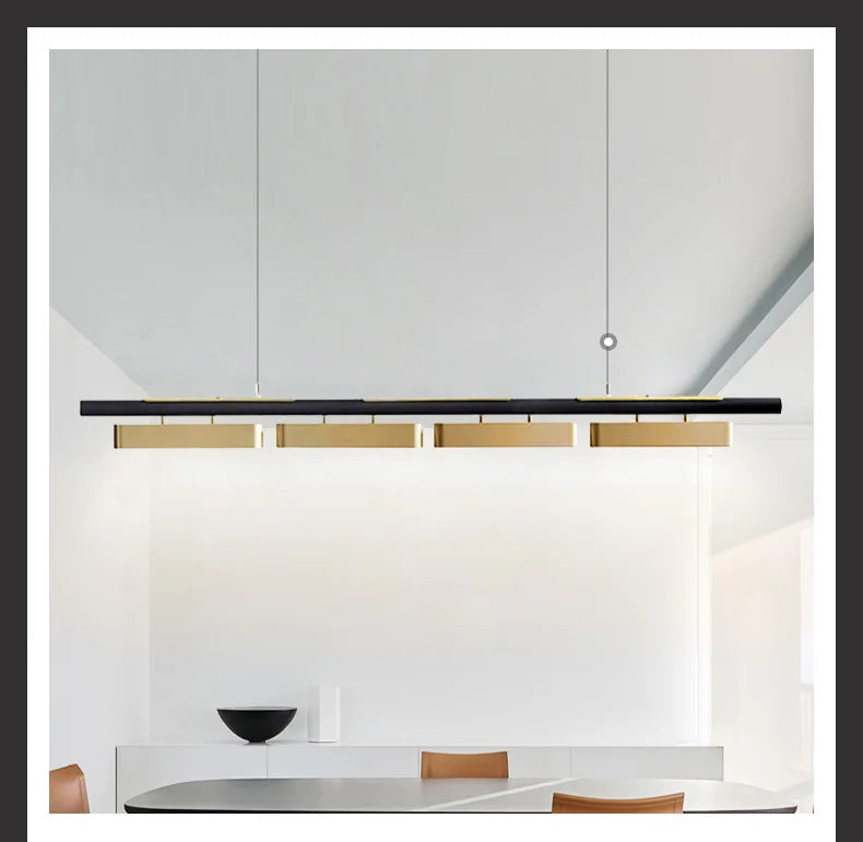 Modern minimalistisk LED-pendellampa – lång kromad taklampa för bord, kök och vardagsrum