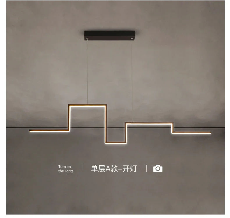 Nordisk geometrisk LED-kronljus – minimalistisk svart taklampa för vardagsrum, kök eller restaurang