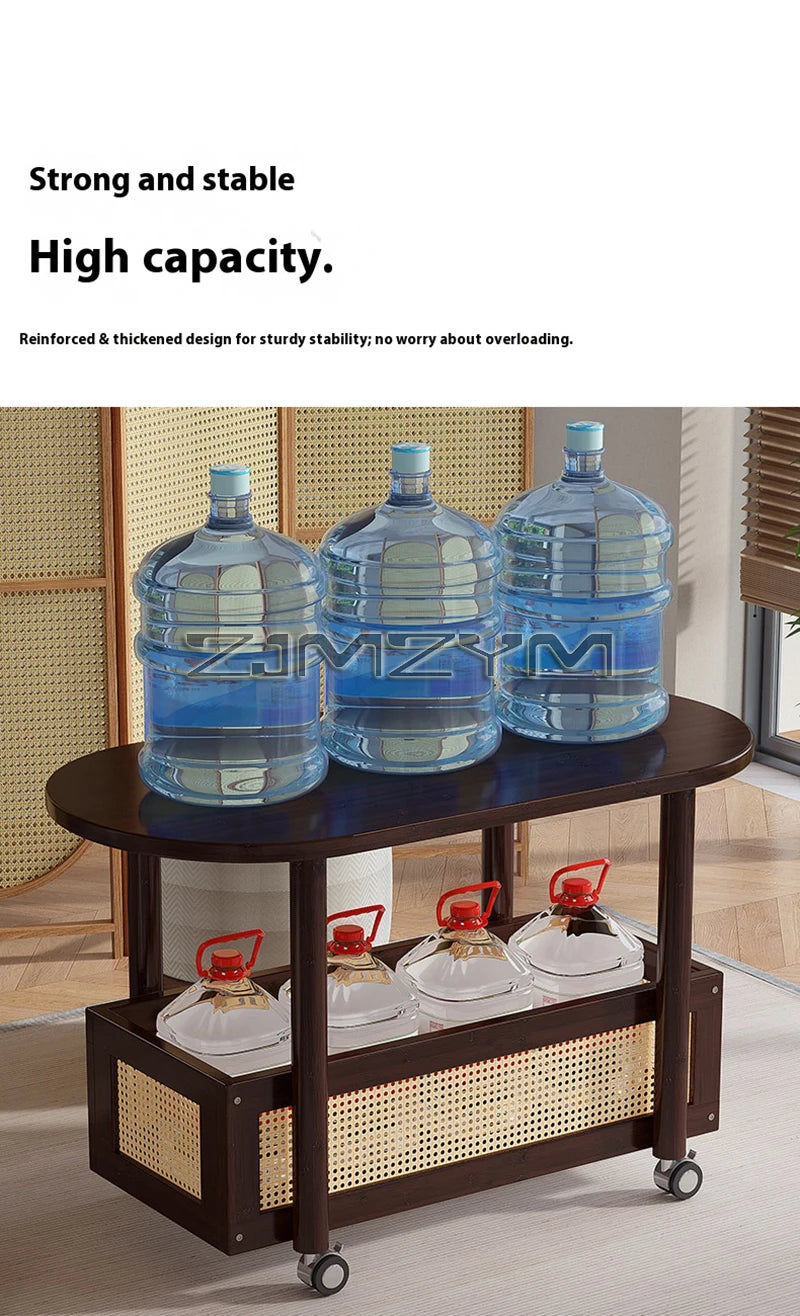 Mobil Soffbord – Dubbellagers Förvaring, Antik Stil, Sidobord för Vardagsrum