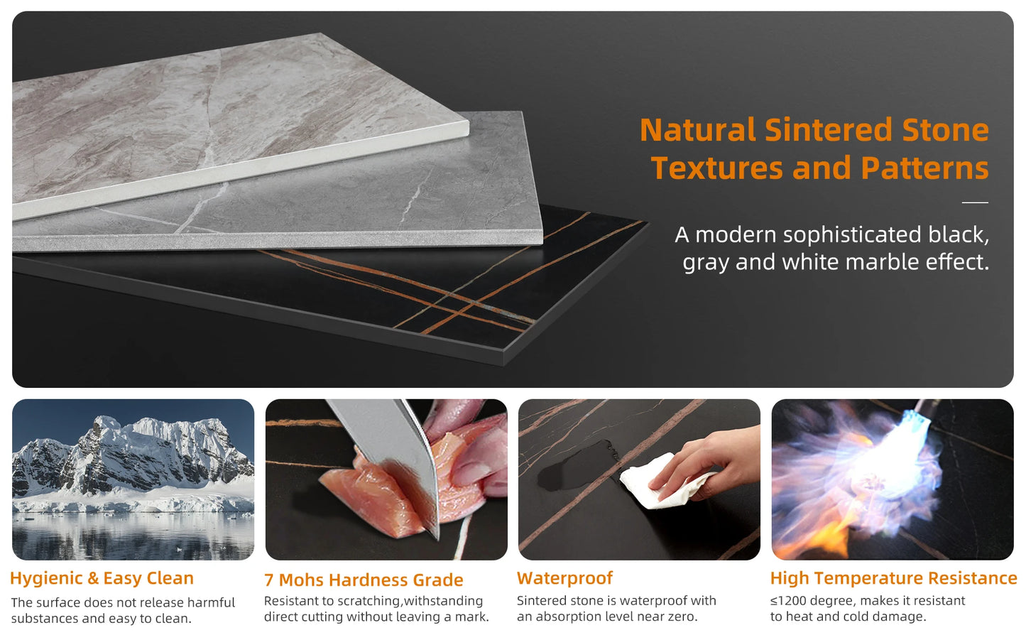 LUVODI Matbord 120 cm – Lyxigt Marmormönster med Metallben för 4–6 Personer