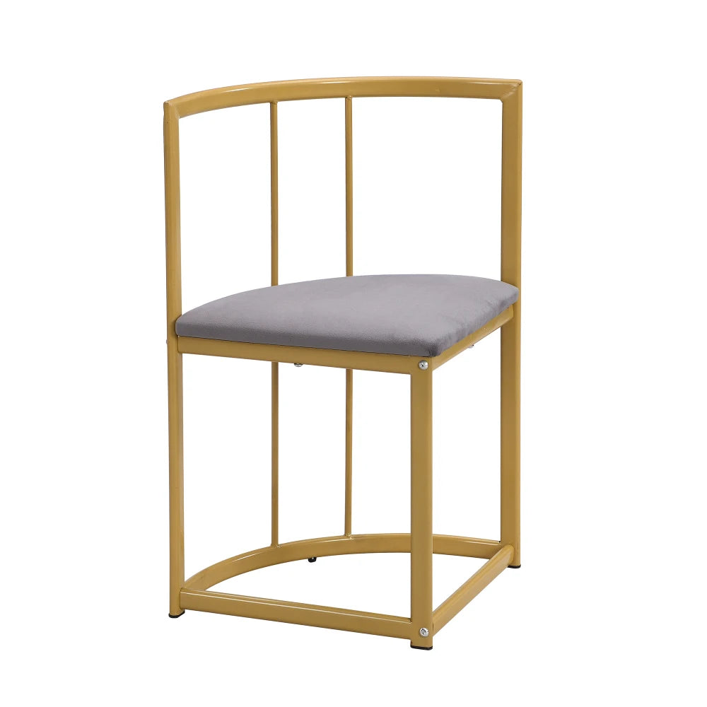 Lyxig Matgrupp med 6 Stolar – Vit Bordsskiva & Guldfärgad Ram