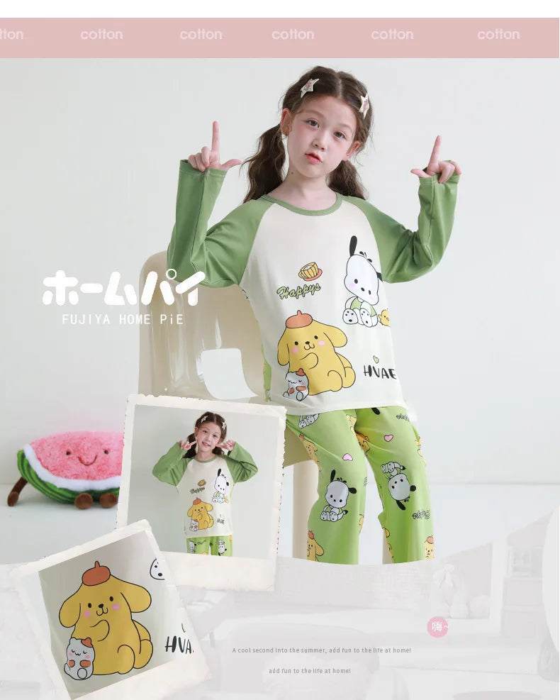 🧸 Sanrio Pyjamas för Barn – Kuromi, My Melody, Cinnamoroll – Långärmad – 100% Bomull – Kawaii Design