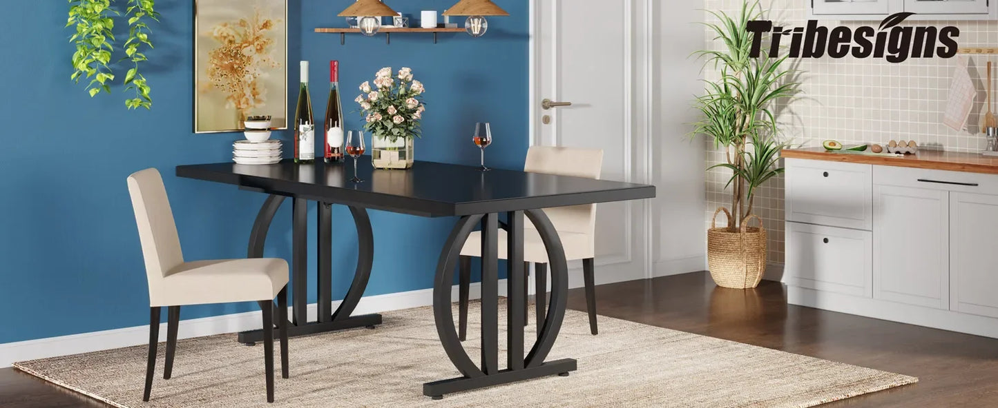 Tribesigns Matbord – Svart Industriell Design för 4–6 Personer (160 cm)