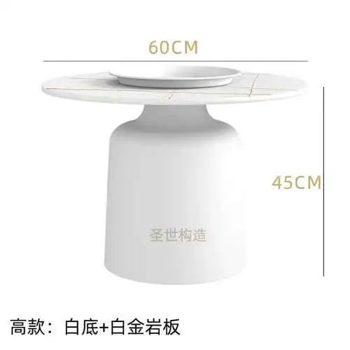 soffbord i marmorsten, fransk rund låg sidobord – nordisk uppsättning för vardagsrumsdekoration