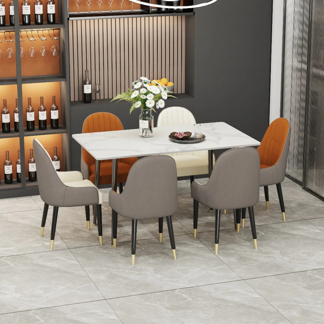 LUVODI Matbord 120 cm – Lyxigt Marmormönster med Metallben för 4–6 Personer