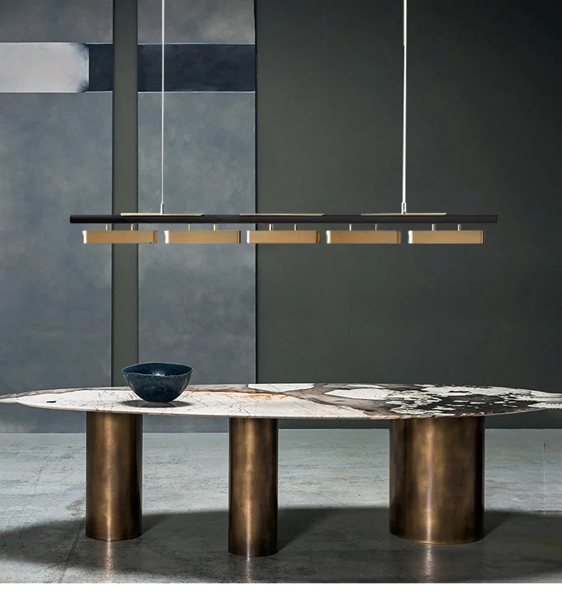 Modern minimalistisk LED-pendellampa – lång kromad taklampa för bord, kök och vardagsrum