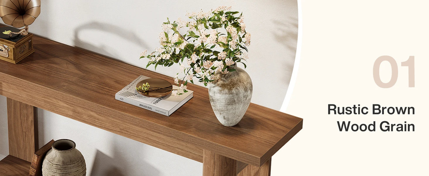 Tribesigns Konsolbord – Rustik Lantstil med Förvaring (160 cm)