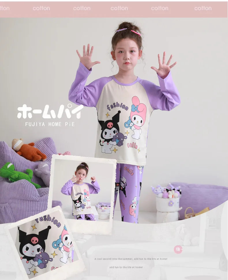 🧸 Sanrio Pyjamas för Barn – Kuromi, My Melody, Cinnamoroll – Långärmad – 100% Bomull – Kawaii Design
