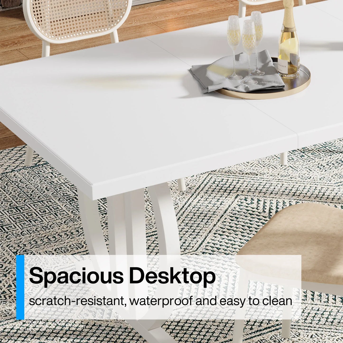 Tribesigns Matbord – Svart Industriell Design för 4–6 Personer (160 cm)