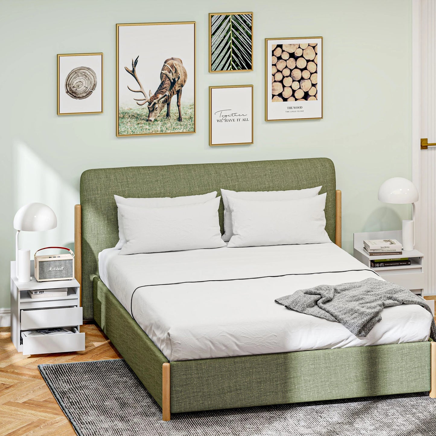 Set med 2 sängbord med 2 lådor – Sidobord med hylla för sovrum och vardagsrum, 40 × 32 × 50 cm