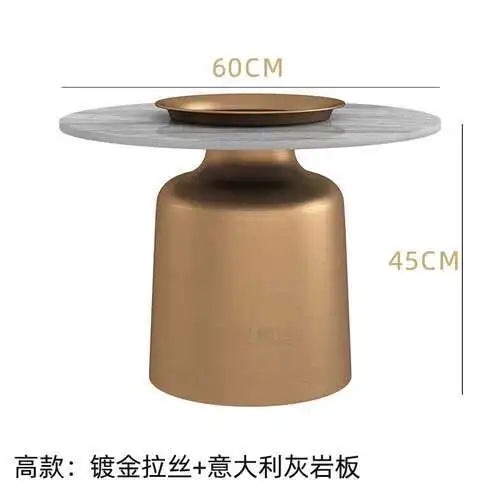 soffbord i marmorsten, fransk rund låg sidobord – nordisk uppsättning för vardagsrumsdekoration