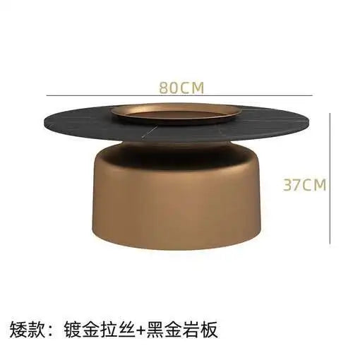 soffbord i marmorsten, fransk rund låg sidobord – nordisk uppsättning för vardagsrumsdekoration