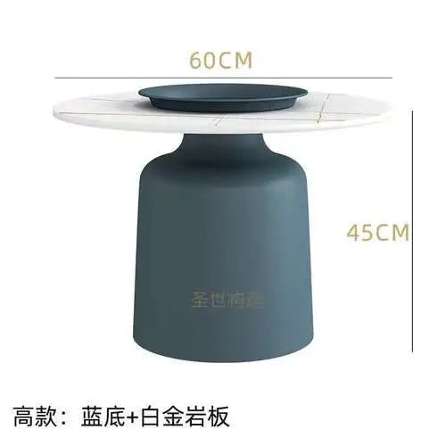 soffbord i marmorsten, fransk rund låg sidobord – nordisk uppsättning för vardagsrumsdekoration