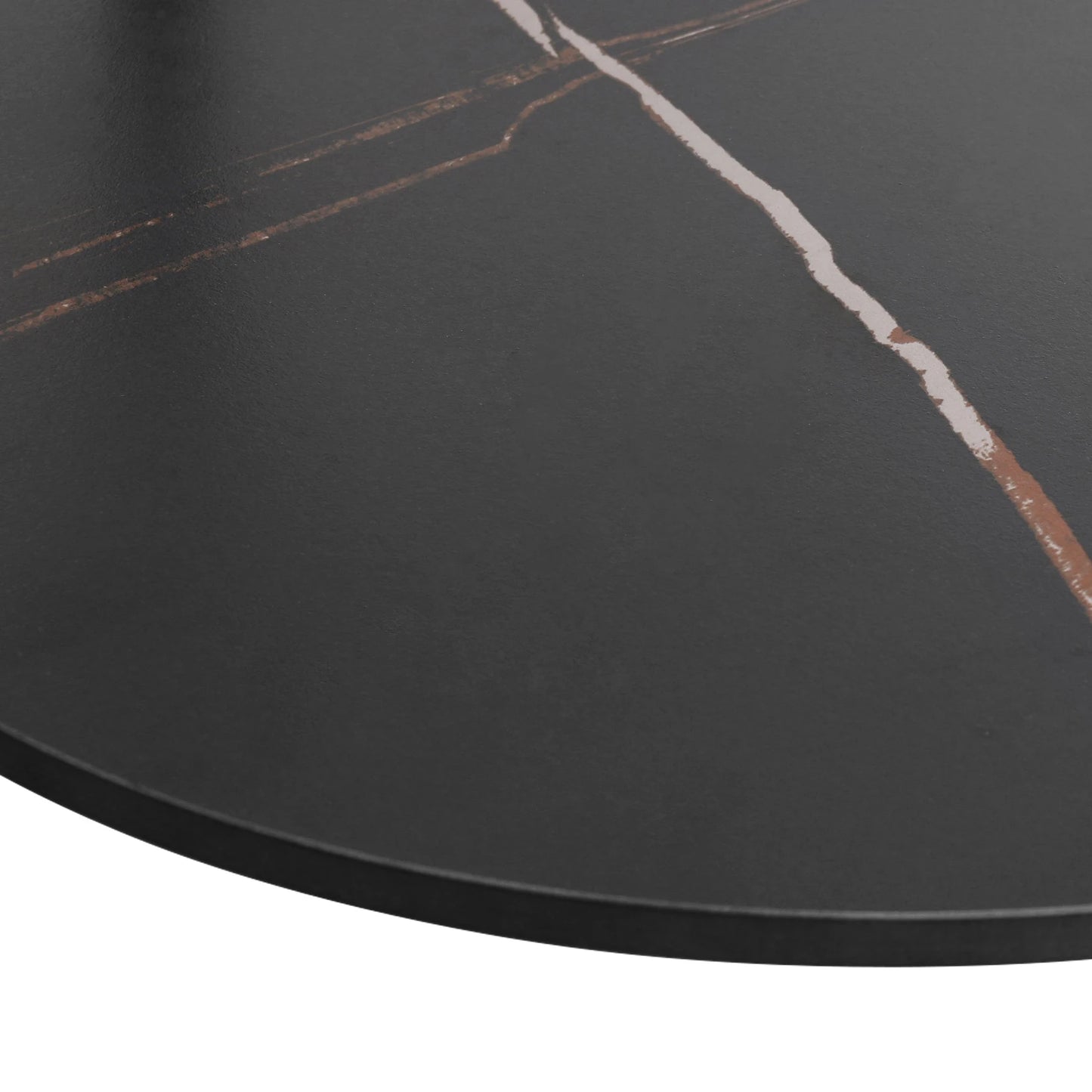 Modernt 2-vånings runt soffbord i sintrad sten – exklusivt bord med metallram för vardagsrum & sovrum