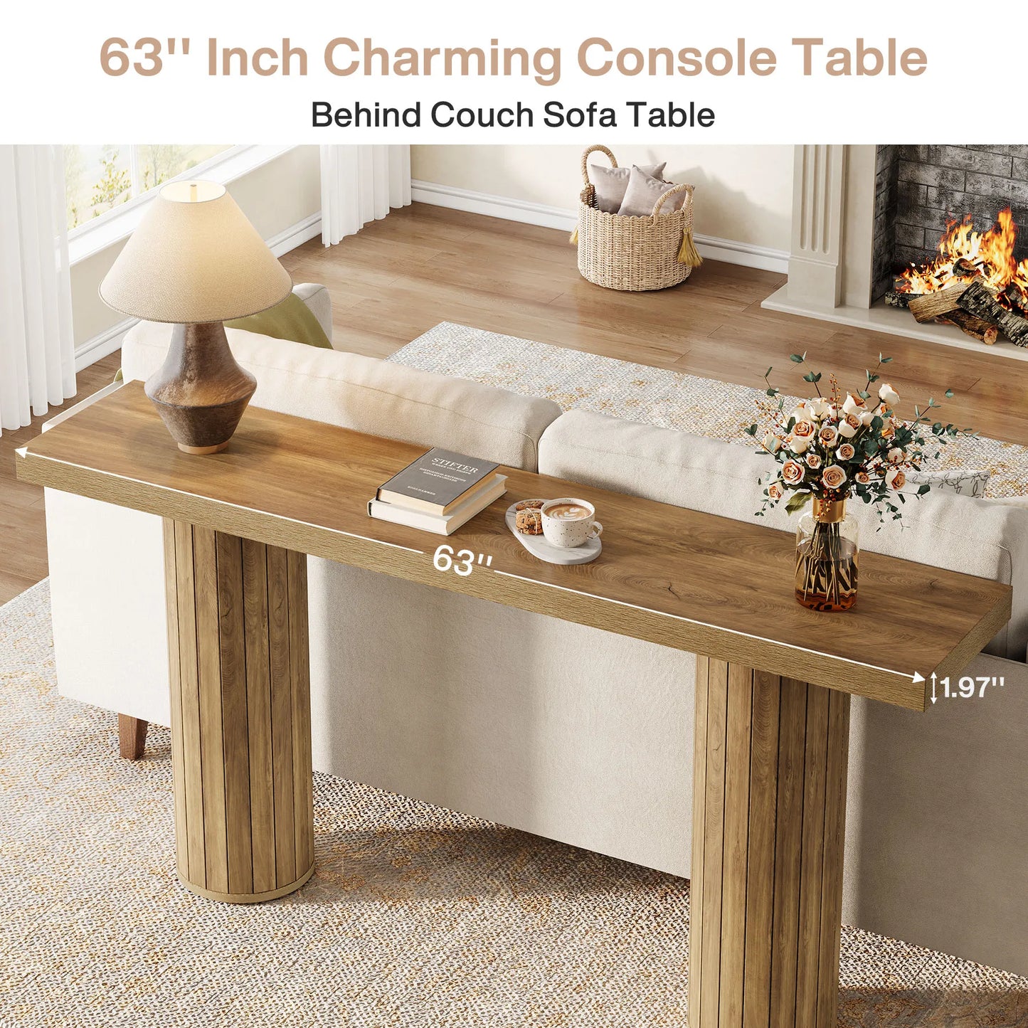 Tribesigns 160 cm lantligt konsolbord – extra långt träbord för hall, vardagsrum eller bakom soffan