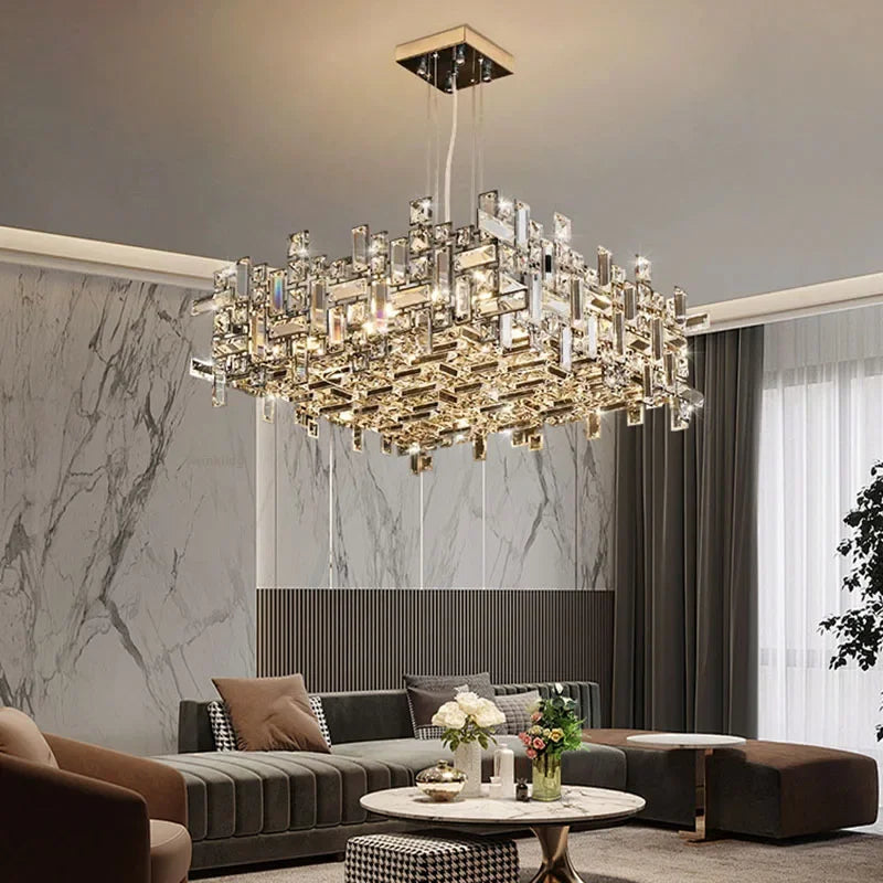 Italian Luxury Crystal Chandelier – Elegant LED Pendant Light for Living Room, Dining Room, Bedroom & Kitchen