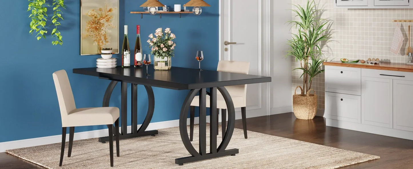 Tribesigns Matbord – Svart Industriell Design för 4–6 Personer (160 cm)