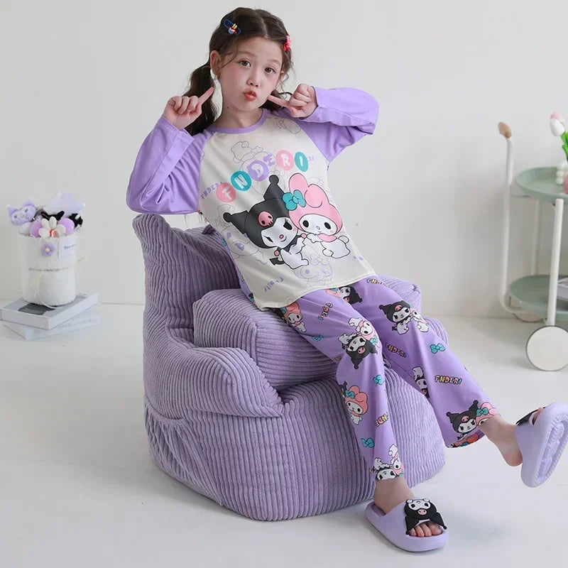 🧸 Sanrio Pyjamas för Barn – Kuromi, My Melody, Cinnamoroll – Långärmad – 100% Bomull – Kawaii Design