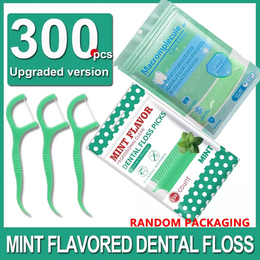 🦷 300-pack Tandtrådspinnar med Mintsmak – Ultratunna – För Vuxna – Hem & Resa