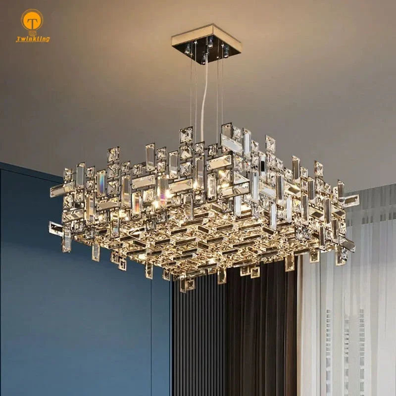 Italian Luxury Crystal Chandelier – Elegant LED Pendant Light for Living Room, Dining Room, Bedroom & Kitchen