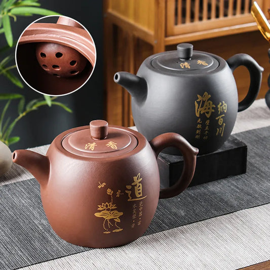 Yixing Tekanna i lila lera – Handgjord traditionell tekanna (1 liter)