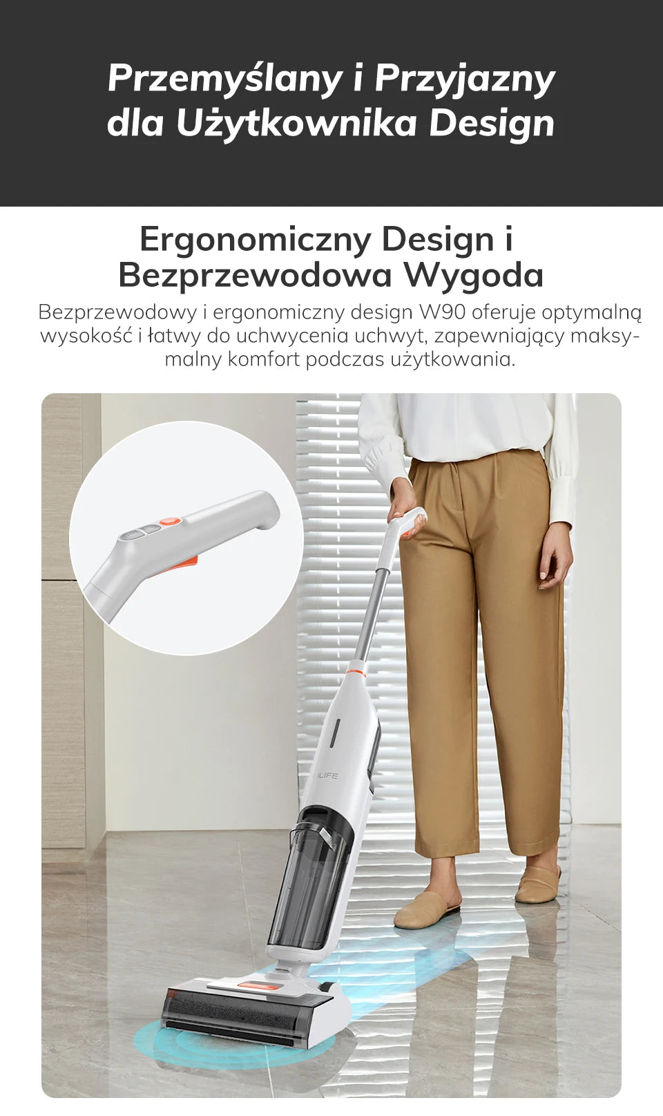 ILIFE W90 Sladdlös våt- och torrdammsugare, 5500Pa sugkraft, 1 min självrengöring, stor dubbel vattentank