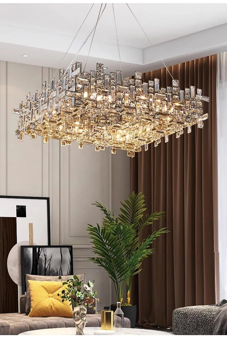 Italian Luxury Crystal Chandelier – Elegant LED Pendant Light for Living Room, Dining Room, Bedroom & Kitchen