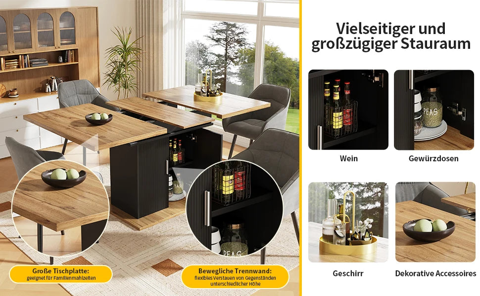 Utdragbart Matbord med Förvaring – 140 × 70 cm för Kök & Vardagsrum