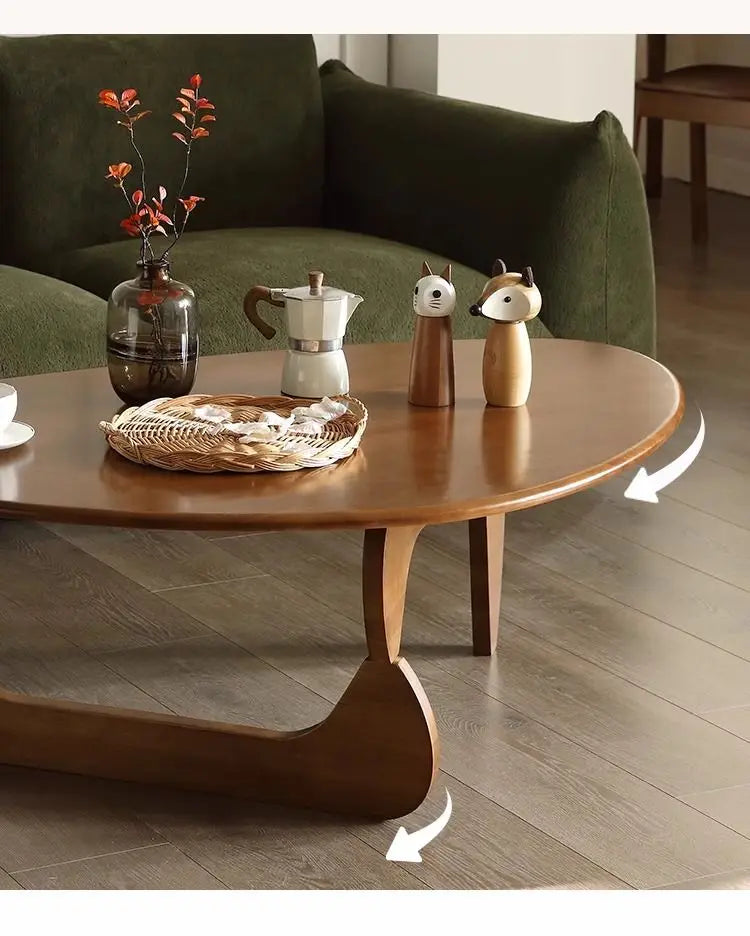 Triangulärt Tebord i Massivt Trä – Japansk Minimalism för Små Vardagsrum