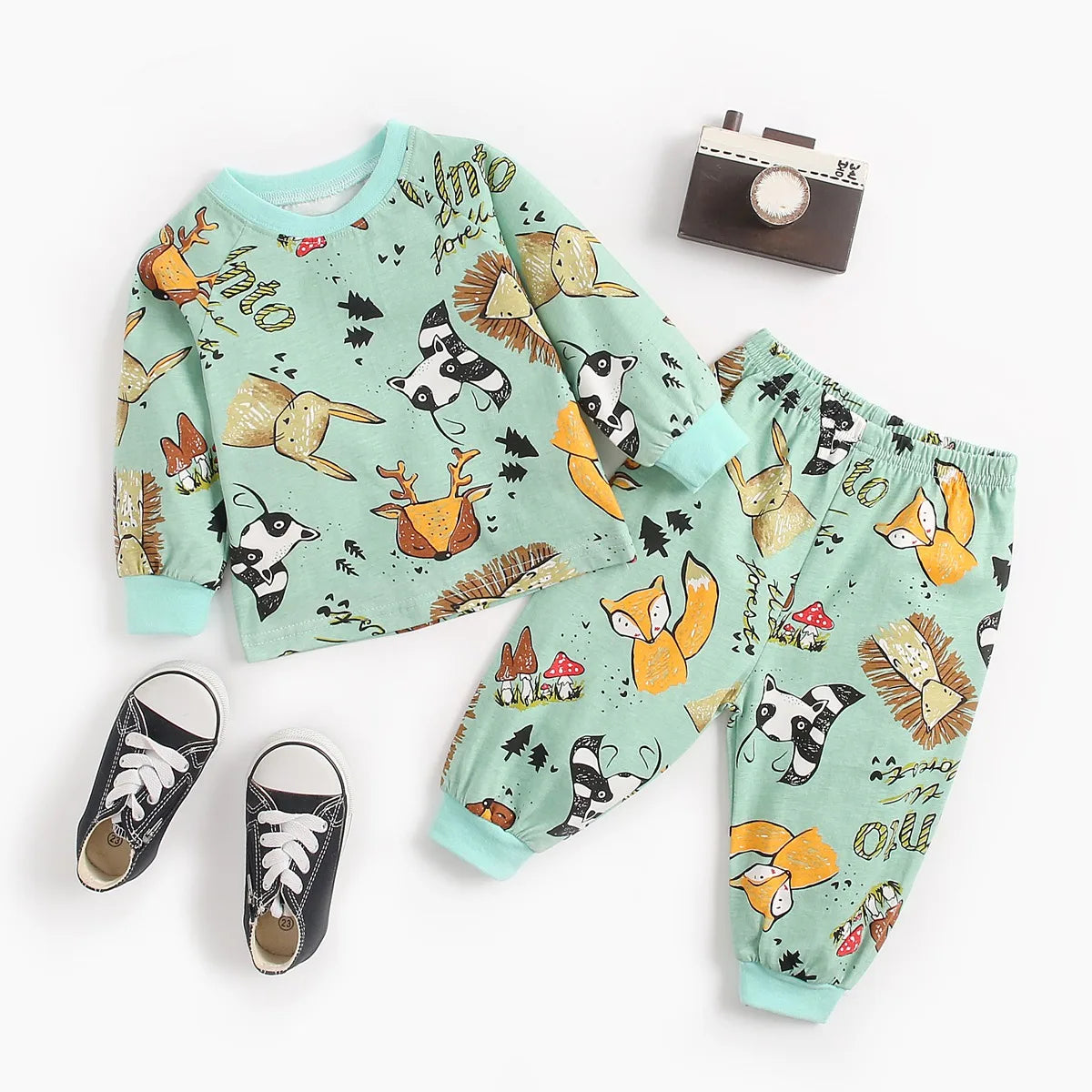 Sanlutoz Baby Pyjamas – 100% Kammad Bomull – Djurmotiv – 2-delad Set för Nyfödda & Småbarn (0–4 år)