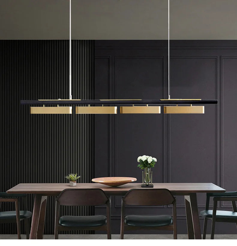 Modern minimalistisk LED-pendellampa – lång kromad taklampa för bord, kök och vardagsrum