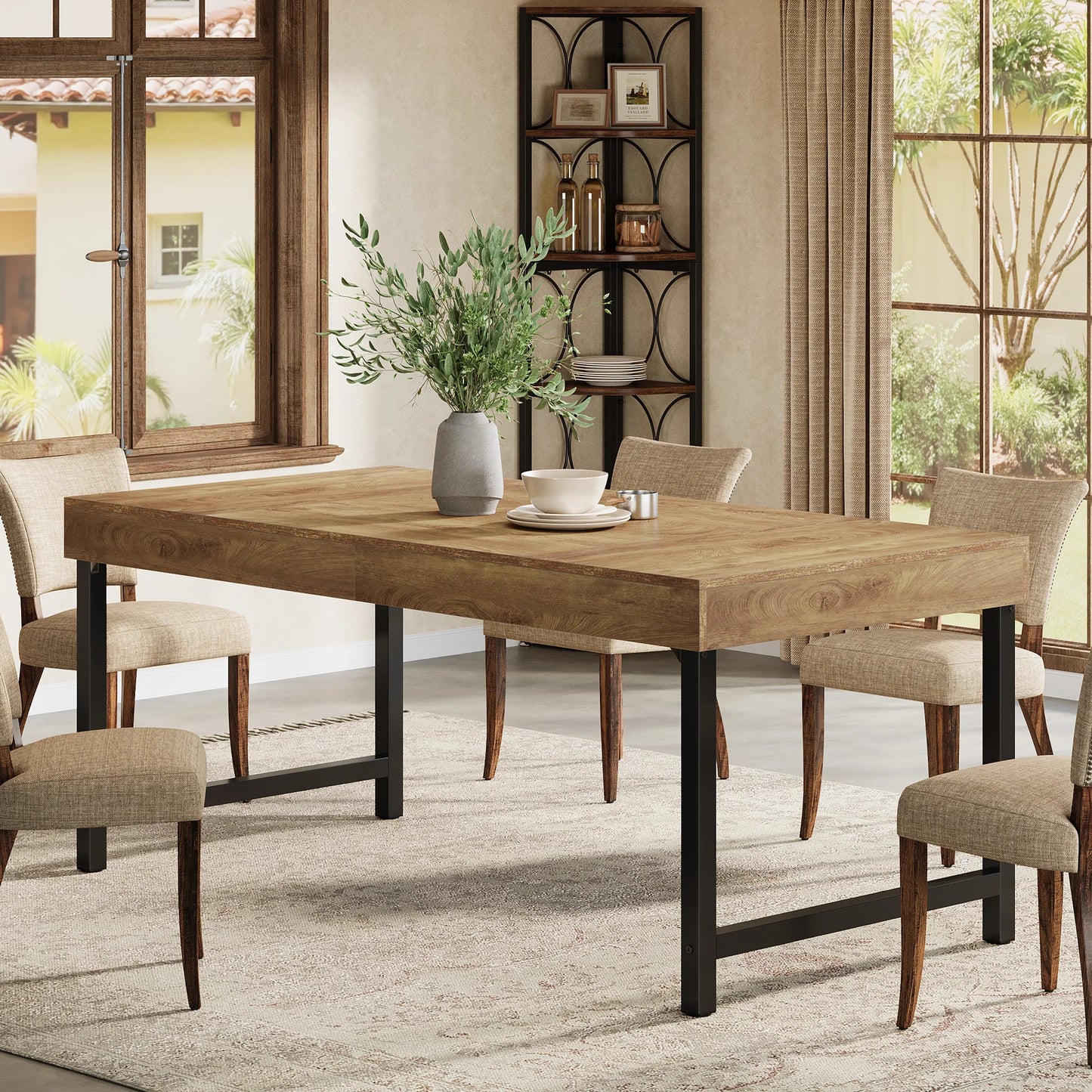 Tribesigns Matbord i lantlig stil – för 4–6 personer, 140 × 70 cm