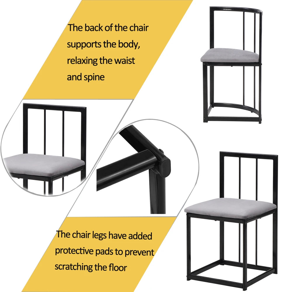 Lyxig Matgrupp med 6 Stolar – Vit Bordsskiva & Guldfärgad Ram